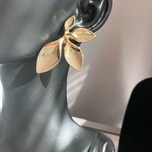 Anne Klein Gold Leaf Design Earrings